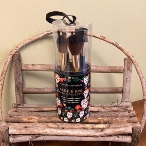 NEW! BEAUTY CONCEPTS SUGAR SKULL Day of the Dead FACE & EYE BRUSH  COLLECTION